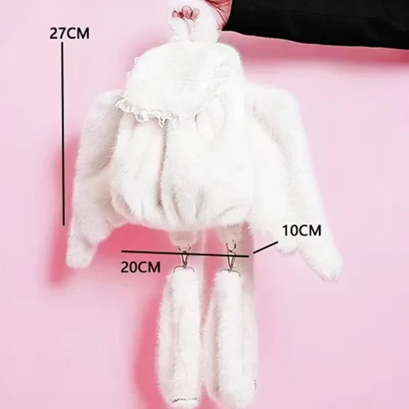 sac dos tissu coton beige imperméable poche limon zippée fourrure synthétique mignon femme voyage