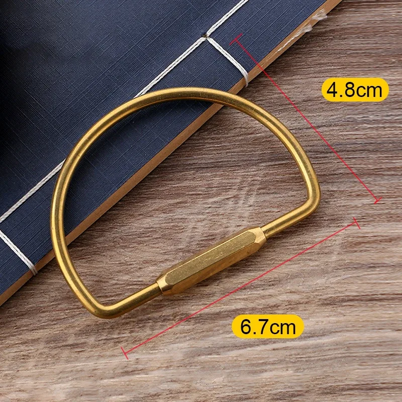 1 pièce mousqueton simple en laiton à verrouillage par vis, forme d, ovale, en forme de goutte d'eau, pour porte-clés, fixation sur ceinture, accessoire de sac à dos, cadeau