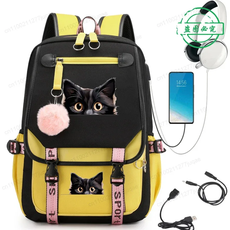 sac à dos kawaii chat de dessin animé tendance anime pour adolescentes et adolescents, sac d'école, sac de voyage pour ordinateur portable