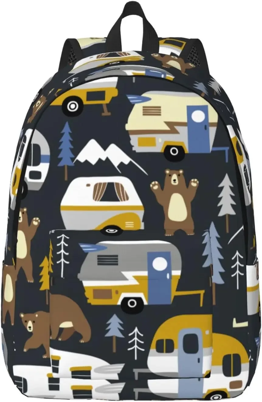 sac à dos en toile de dessin animé léger pour hommes et femmes, sac de voyage décontracté, sac à dos extérieur, sac à dos pour ordinateur portable, camion