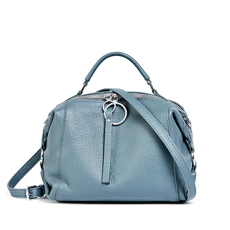 zency – sac à bandoulière noir de créateur pour femmes, sac à main en cuir véritable 100%, taille moyenne pour la vie quotidienne avec deux sangles