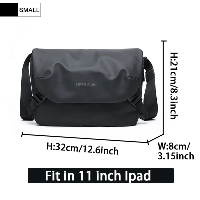 sac à bandoulière étanche pour hommes, grande capacité pour ordinateur portable de 15 pouces, sac à bandoulière tendance solide noir léger, sac portable antivol à fermeture éclair