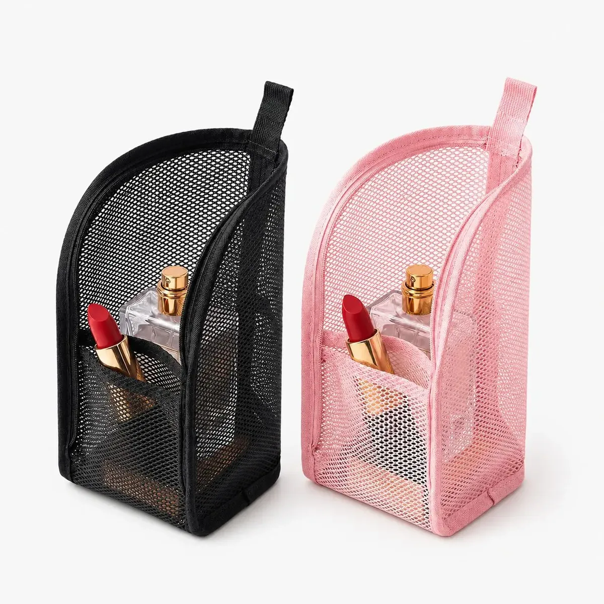 trousse de toilette en maille sur pied, portable, imperméable, organisateur de maquillage et de cosmétiques, pochette de rangement pour brosse à dents et cosmétiques pour femmes, pour salle de bain.