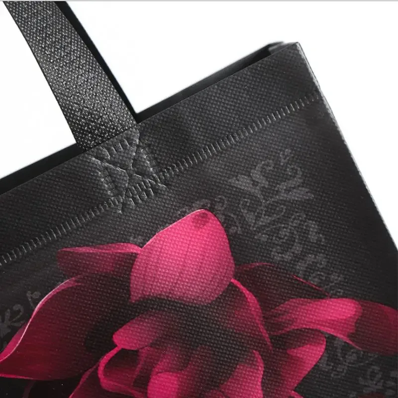 sac fourre-tout en toile non tissée pour femme, sacs à provisions pliables, sacs d'épicerie de voyage réutilisables, sac à soupe en poudre, imprimé fleuri