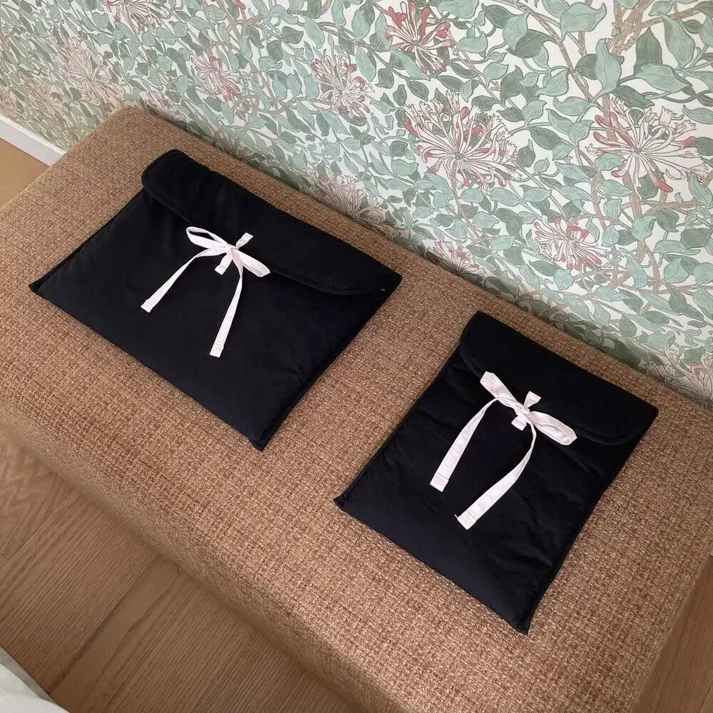 sac d'ordinateur à nœud coréen y2k pour femmes, noir, rose, sac de rangement pour tablettes, sac à main de voyage doux, poudres de stockage de cosmétiques