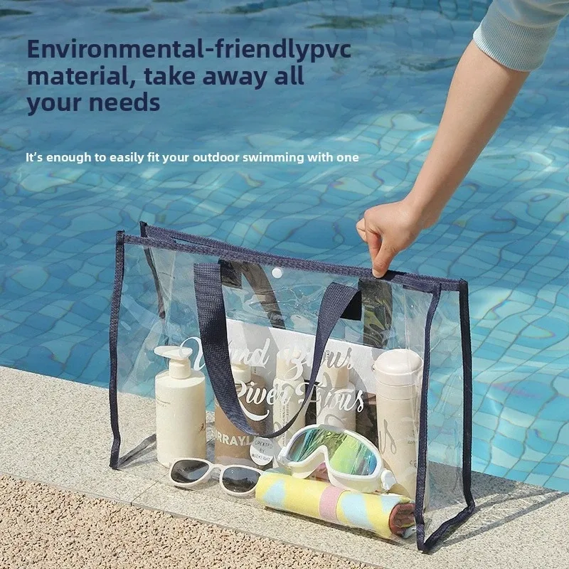 sac de natation portable en pvc, sac de rangement pour cosmétiques, sac de toilette transparent multifonctionnel étanche, sac de plage de grande capacité zy118