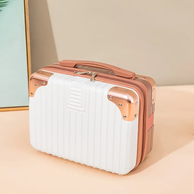mini valise cosmétique étanche à la main pour enfants, valise d'embarquement légère, trousse de maquillage, 14"