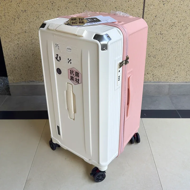 valise de voyage antidéflagrante à cinq roues avec frein, grande taille 36/38/40/50 pouces, matériau pc épais, boîtier de chariot à fermeture éclair