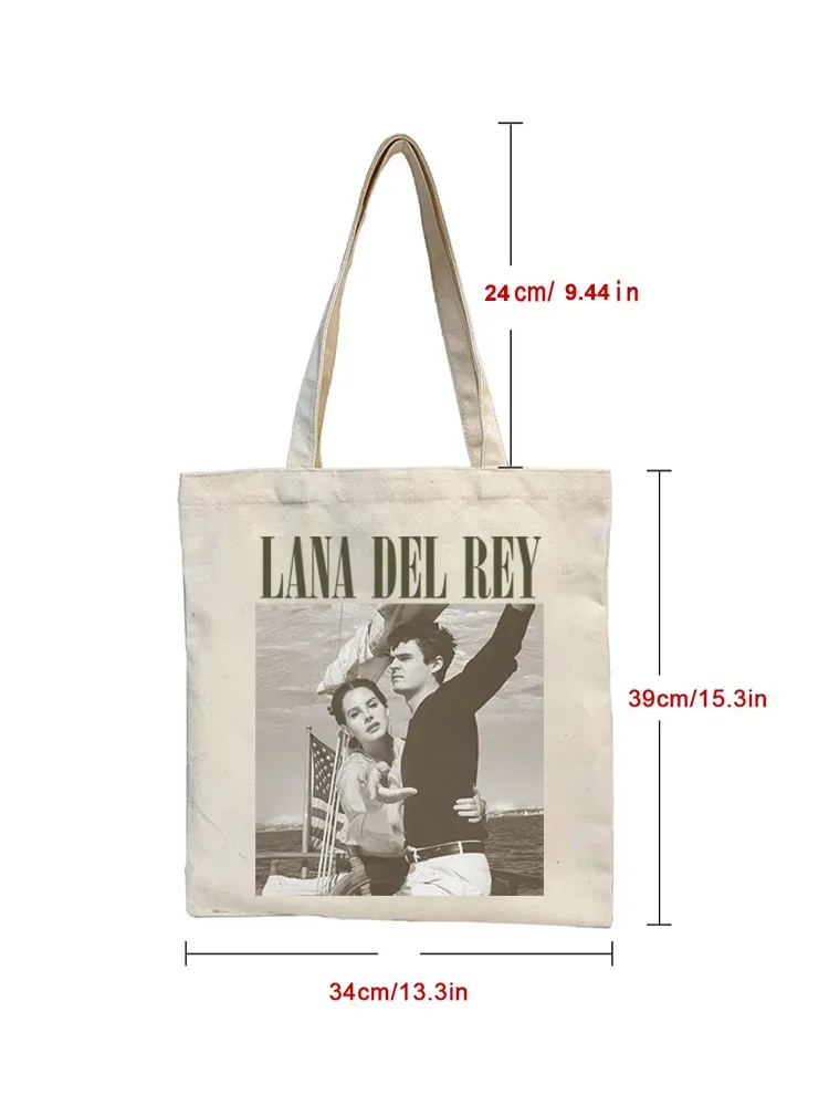 1 pièces vintage lana del rey ldr voile graphique toile fourre-tout épaule shopper sac de rangement sac de voyage sac à main et sac cadeau de shopping