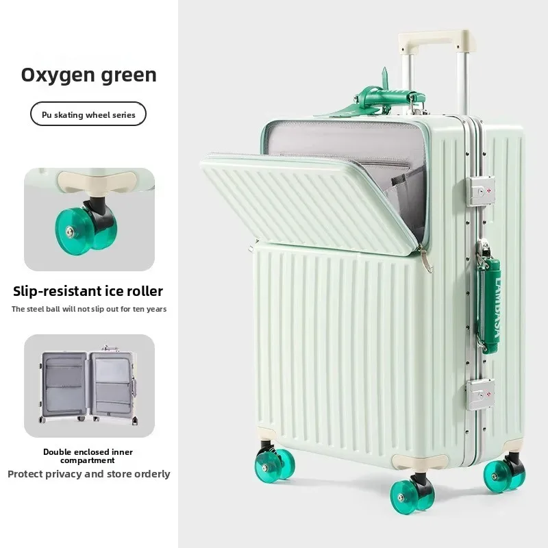 klqdzms valise ouverture avant boîte d'embarquement boîtier de chariot pour ordinateur portable 20 "24" 26 "28 pouces boîte de mot de passe de grande capacité avec bagage à roulettes