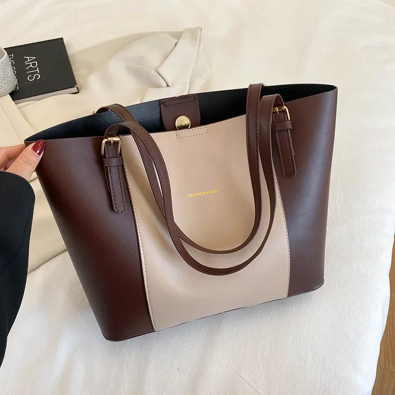 sac fourre-tout minimaliste avec pochette intérieure amovible, quincaire dorée, grande capacité, sac à bandoulière pour femme, sac à main pour le travail et les trajets quotidiens
