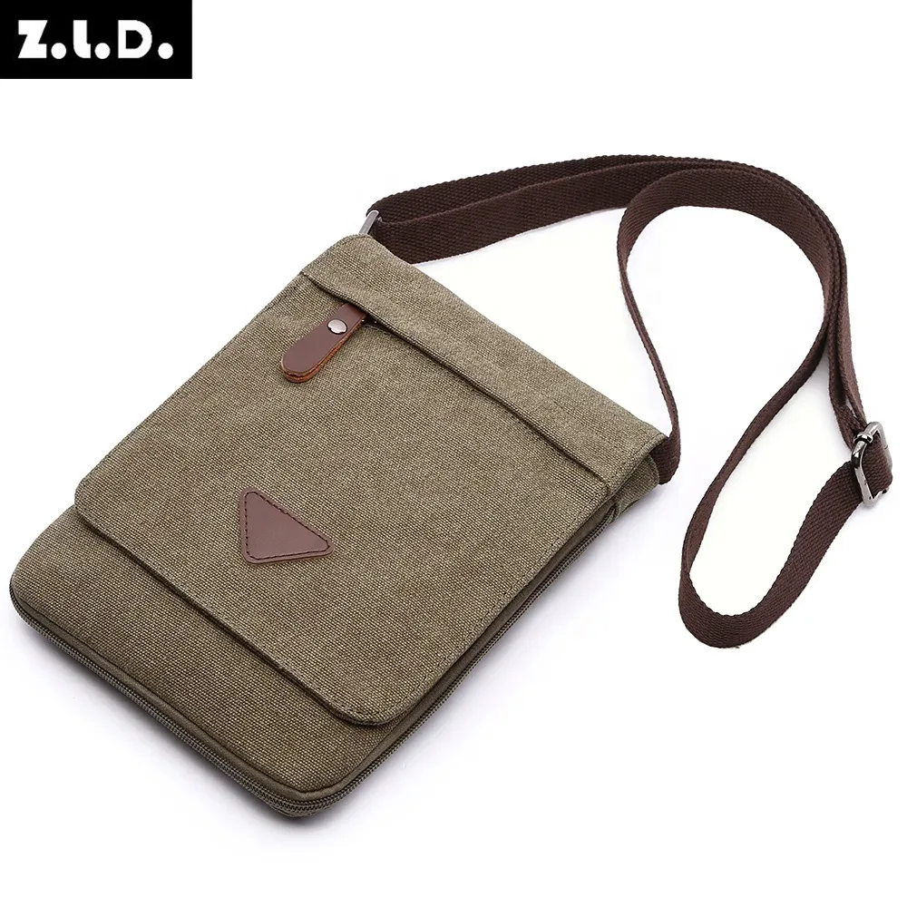 mini sacs à bandoulière en toile pour hommes, sacoches de couleurs unies, tissu solide, style vintage, nouveau design 2021