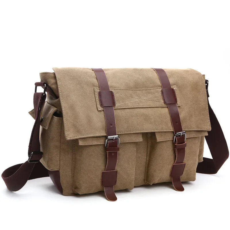 sacs messagers d'affaires pour hommes, sac à bandoulière en toile vintage, sac rétro décontracté pour le bureau et les voyages