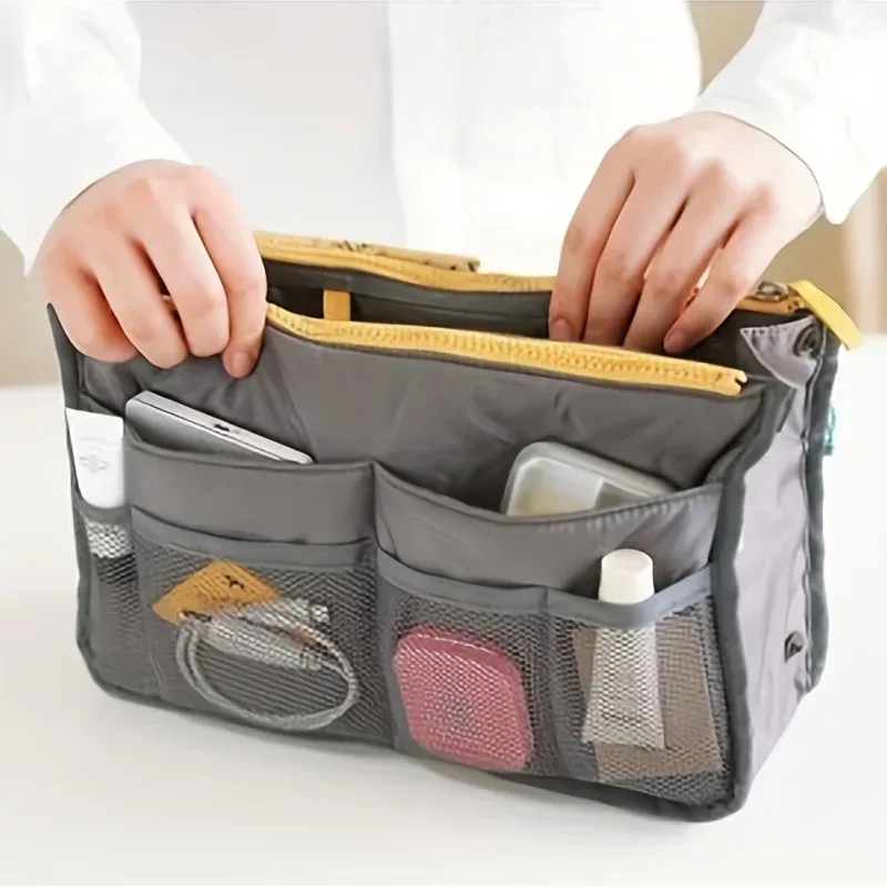 sac de maquillage multifonctionnel de grande capacité, sac de voyage portable à double fermeture éclair, sac de rangement pour articles de toilette, sac pour maman, sac cosmétique multi-poches