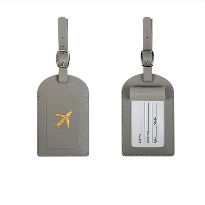 étiquette de bagage en cuir pu pour femmes et hommes, étiquette d'identification de valise, sac d'embarquement, nom, identification, porte-adresse, accessoires de voyage