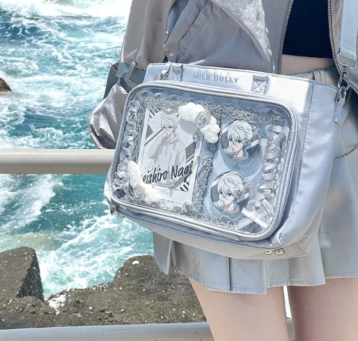 lolita – sac à main en relief pour femmes, doux et mignon, lettres d'été, grande capacité, sac anti-douleur pour filles, sacs à dos décontractés en satin violet clair