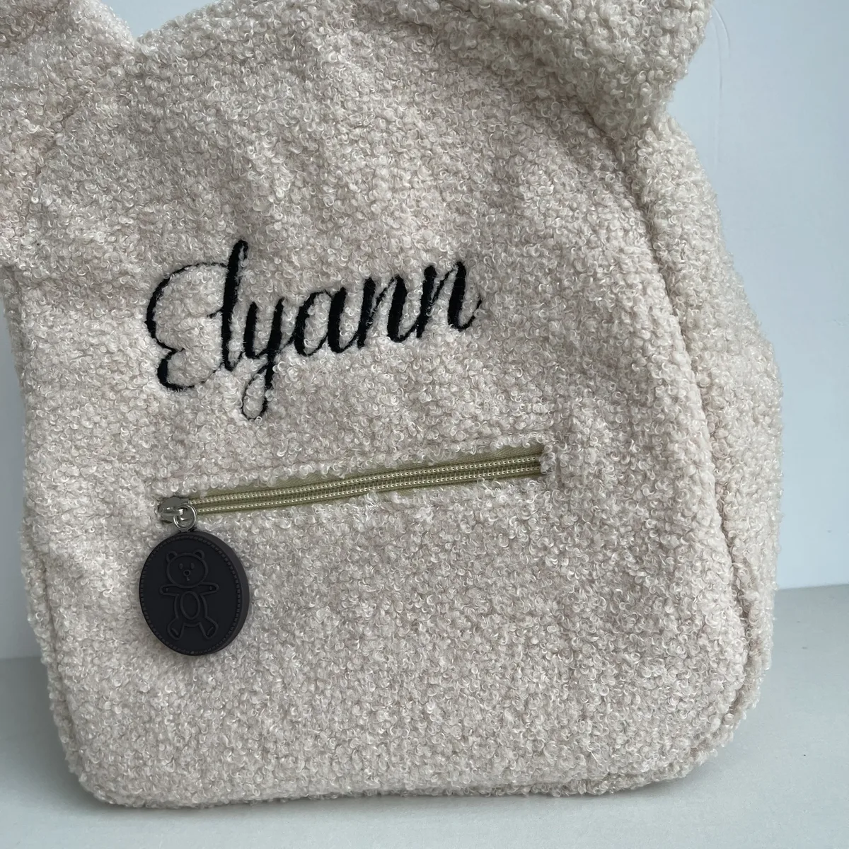 sac à dos en peluche ours personnalisé fait main avec nom, sac de marche, sac de campus, sac à bandoulière brodé pour enfants automne-hiver