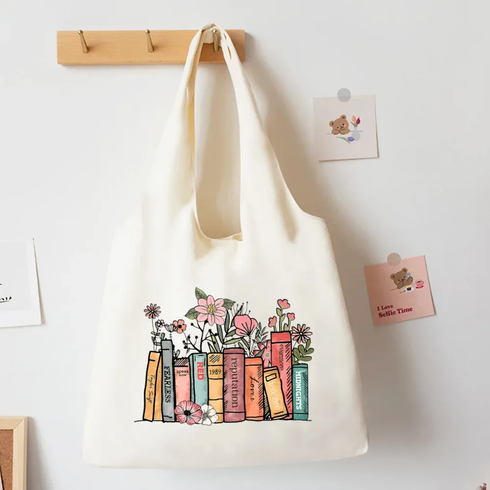 livres floraux imprimé sac à bandoulière livre de littérature fleur fourre-tout sacs illustration filles livre sac voyage harajuku toile sac à main