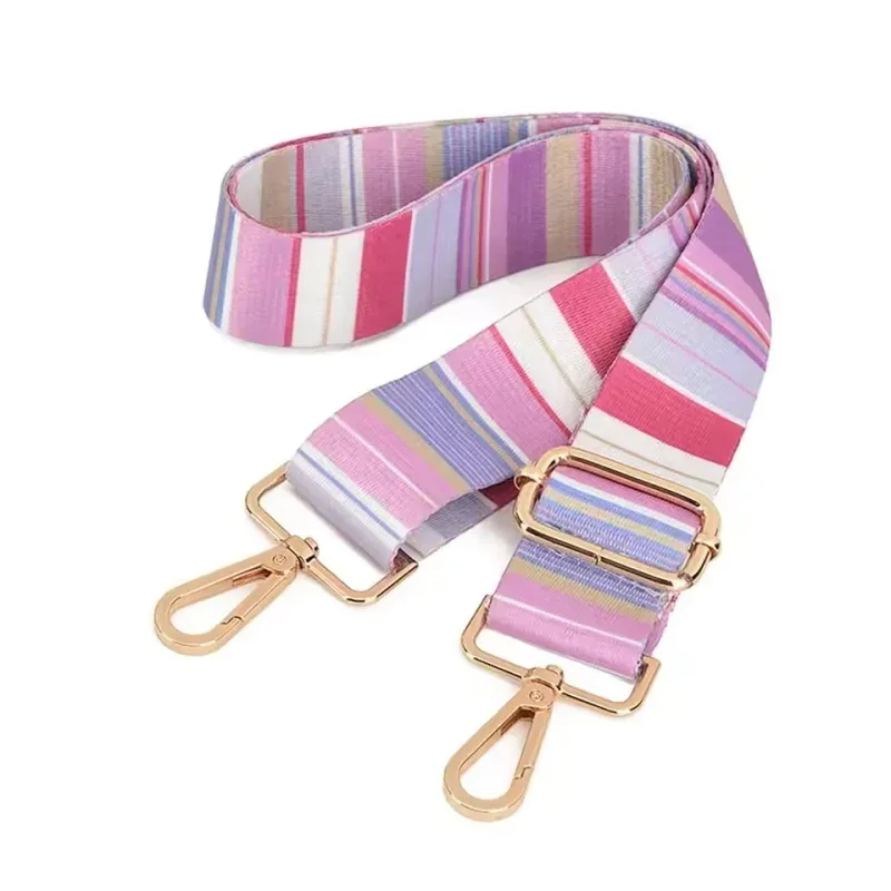 sangle sac nylon multicolore geometrique poignée amovible boucles dorées accessoire voyage femmes épaule adjustabilite