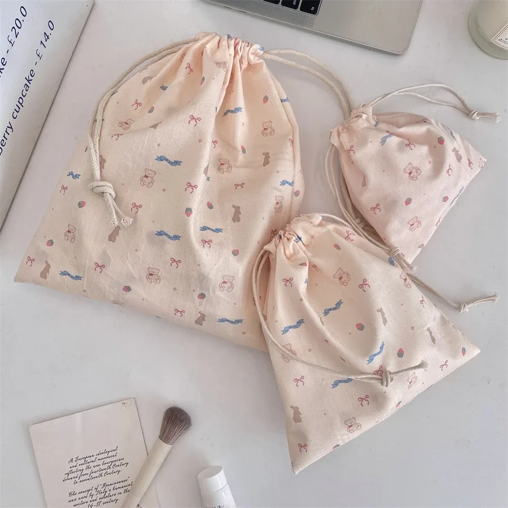 trousse de maquillage portable kawaii pour femme, trousse de toilette kawaii, rangement de cosmétiques, étui à cosmétiques de voyage, étui à cordes de proximité, jolie trousse de maquillage florale