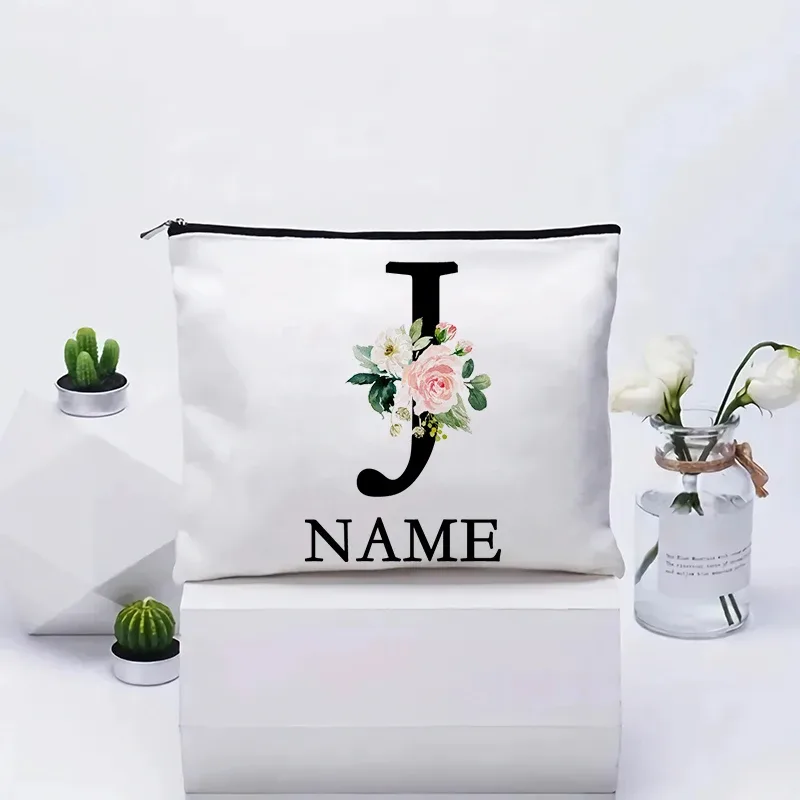 trousse de maquillage personnalisée avec nom, trousse de maquillage de voyage, trousse de maquillage de mariage, pochette cosmétique en toile pour fête, organisateur, cadeaux pour femme