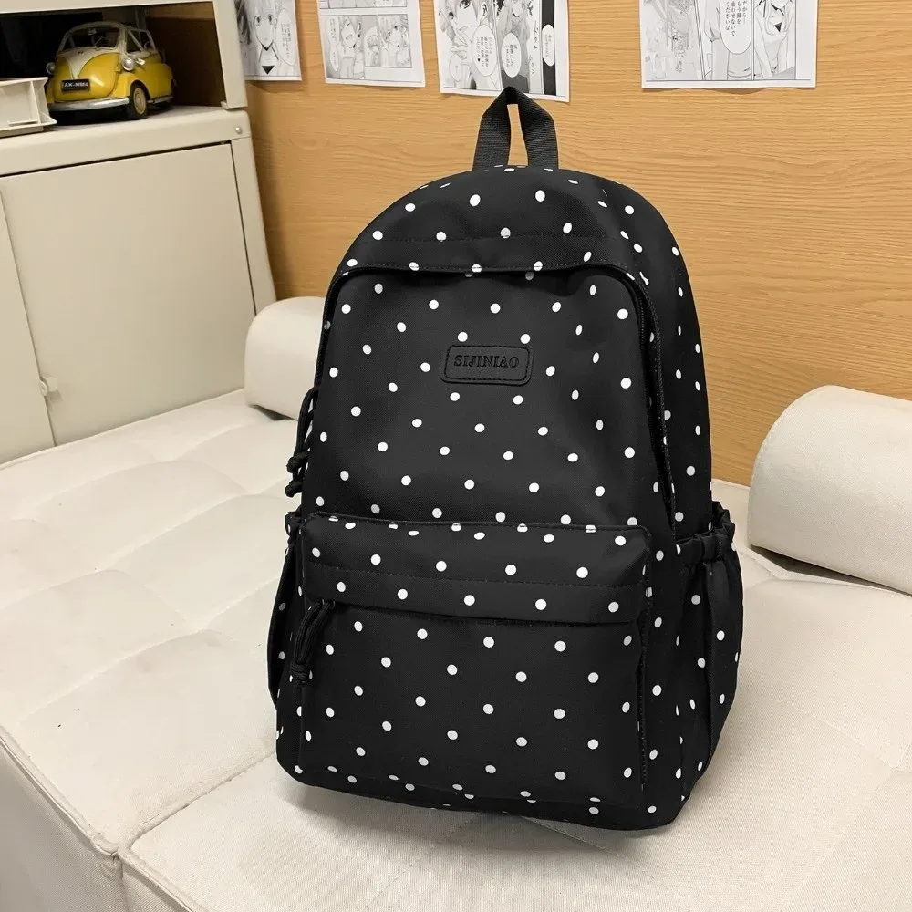 sac à dos quotidien à double bandoulière à pois, grande capacité, mignon, imperméable, durable, pour l'école et le bureau