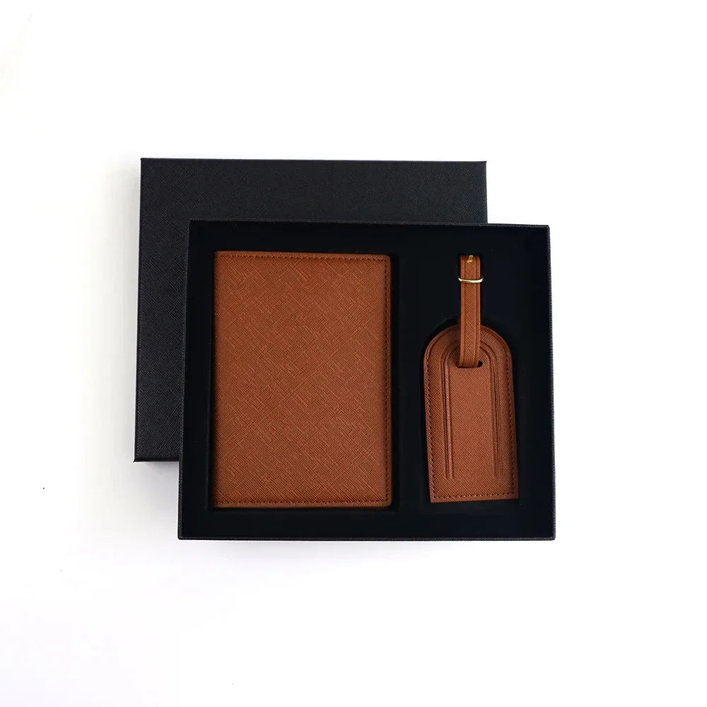 étiquette bagage cuir pu saffiano personnalisée lisa pochette passeport motif élégant voyage unisexe cadeau