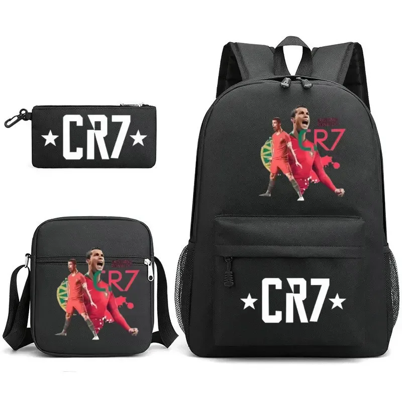sacs d'école de cosplay football cr7, sac à dos pour ordinateur portable, pour adolescents garçons et filles, 3 pièces/ensemble