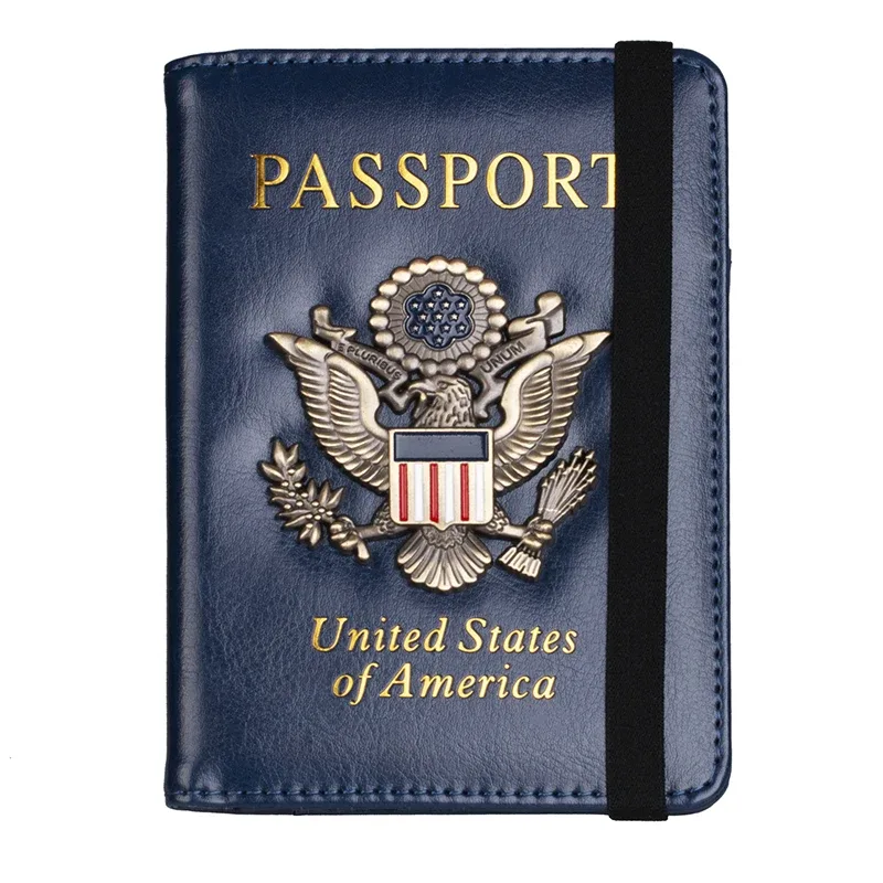 housse de passeport américaine en cuir pu, porte-passeport américain personnalisé pour hommes et femmes, étui pour documents de voyage américains