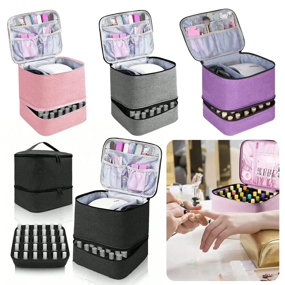 Sac de rangement portable pour vernis à ongles, 30 compartiments, double couche, avec poignée, sac pour huiles essentielles