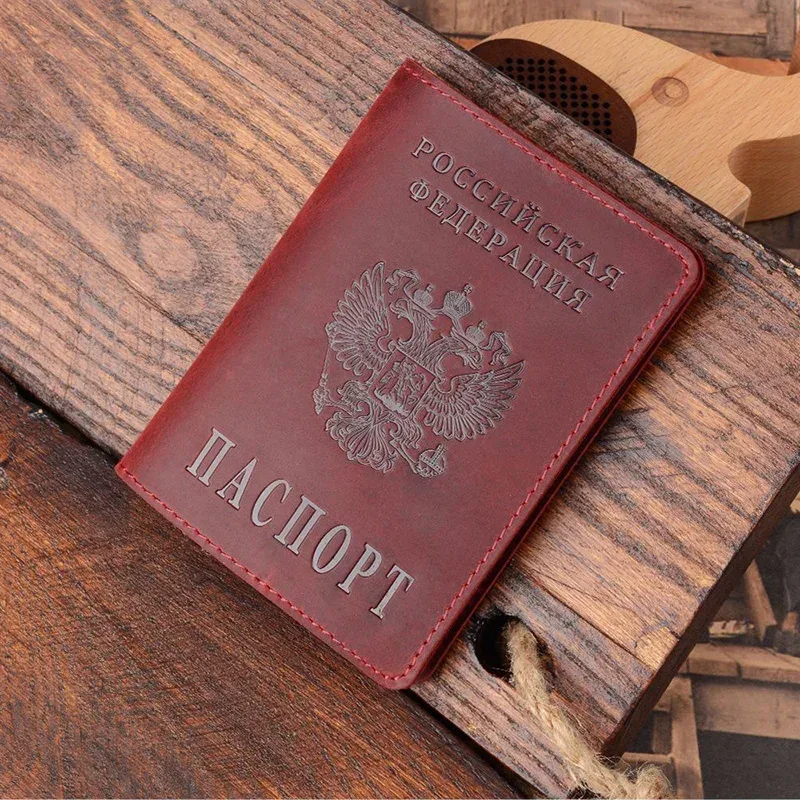couverture de passeport russe, couverture gravée pour passeport de voyage, porte-passeport en cuir personnalisé