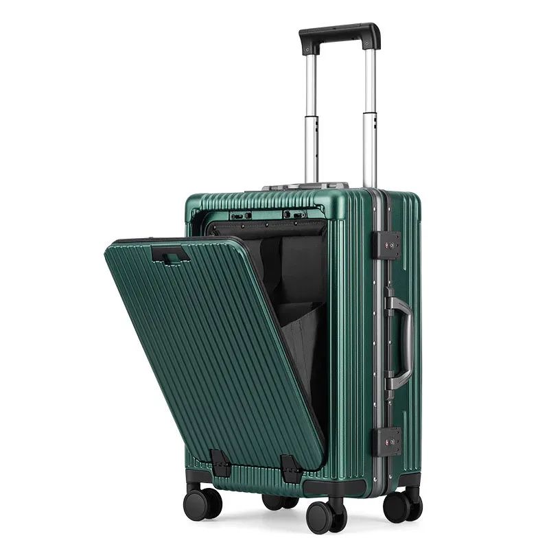 klqdzms bagage multifonctionnel à ouverture frontale 18"20"24 pouces, cadre en aluminium, bagage de cabine durable, valise portable pour ordinateur portable