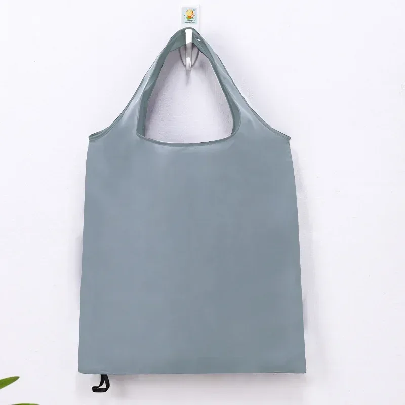 sac de courses réutilisable de couleur unie pour femmes et hommes, sac d'épicerie pliable en nylon, sac fourre-tout écologique, sacs à main portables
