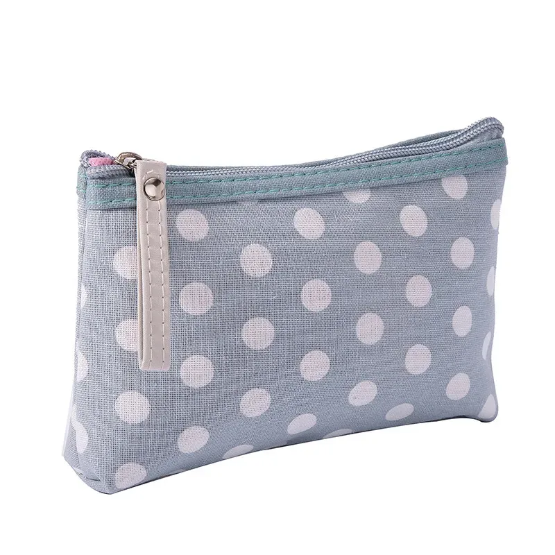 sac de maquillage en toile imprimé de points, sacs à cosmétiques pour femmes, trousse de toilette, organisateur de téléphone, pochette pour clé de téléphone, porte-monnaie, sac à cosmétiques de voyage
