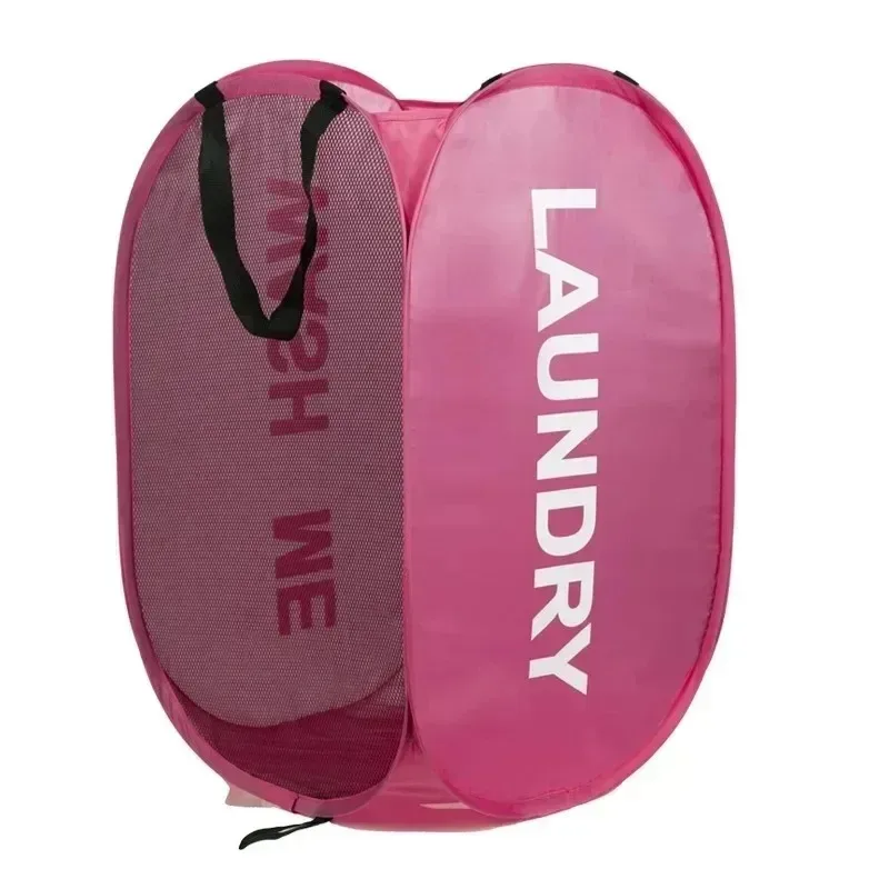 panier à linge en maille de nylon, sac de rangement pliable pour vêtements sales, adapté à la chambre à coucher et à la salle de bains, panier à linge portable indépendant