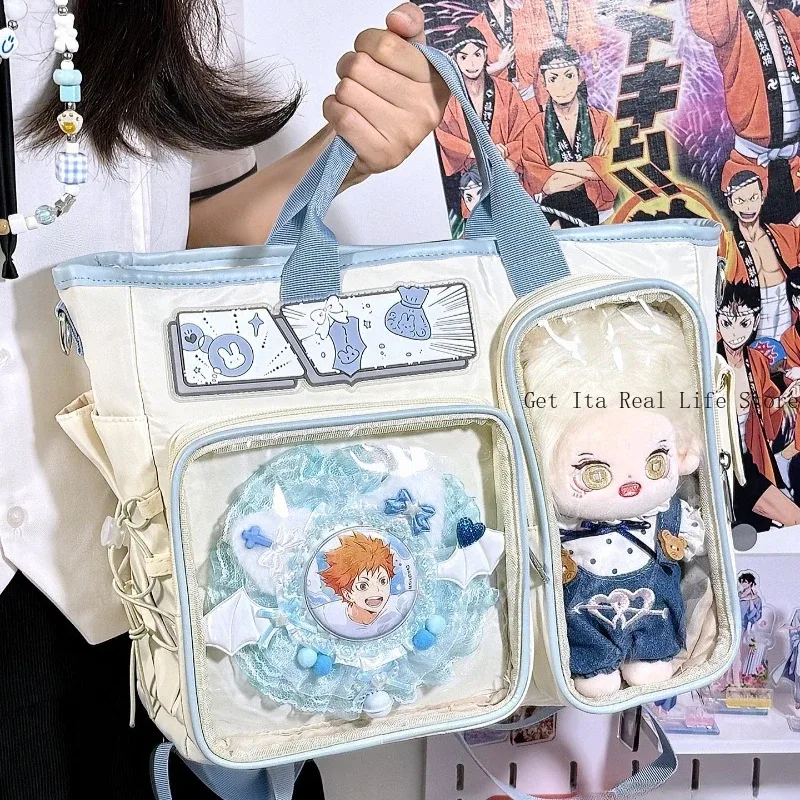 sac à dos ita double couche italife, motif anime, pour femmes, style japonais, décontracté, cosplay, itabag transparent, kawaii lolita h261