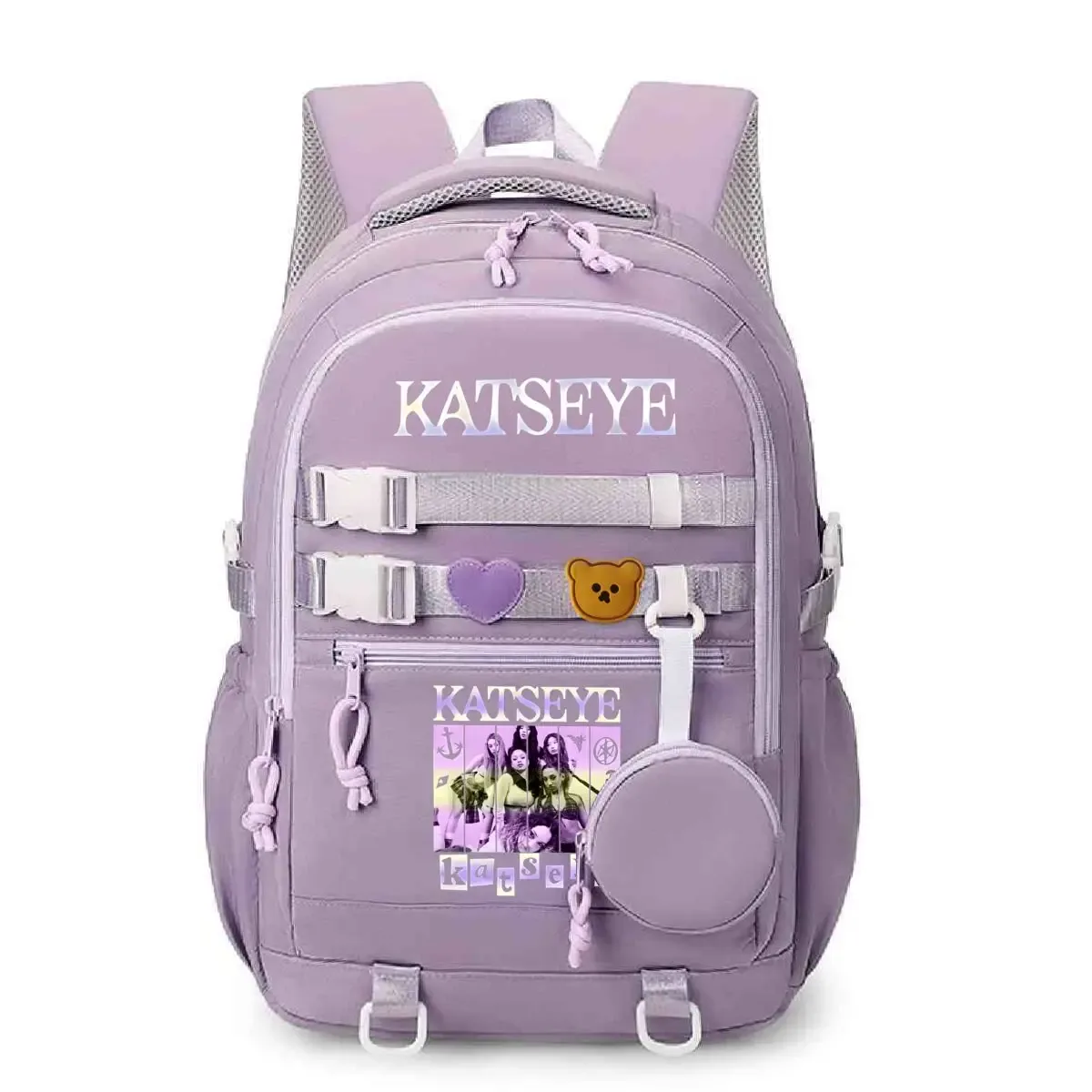 sacs à dos d'école graphiques katseye pour femmes et filles, sacoche pour ordinateur portable, cartable pour adolescentes, cadeaux pour fans de katseye