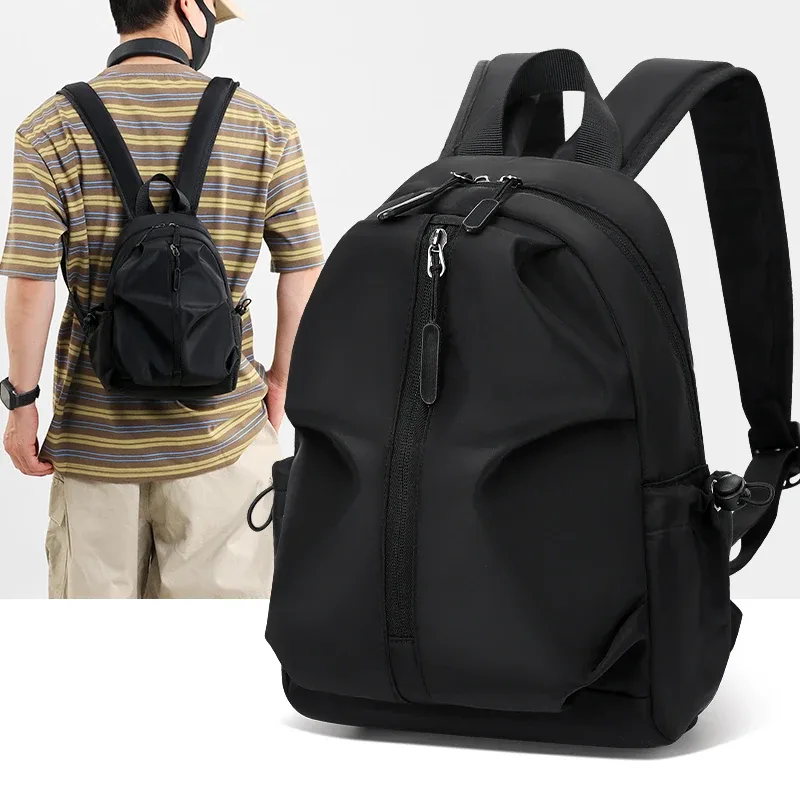mini sac à dos pour hommes, poches latérales en nylon résistant à l'usure, sangles réglables, pour le travail, les courses, les déplacements quotidiens, décontracté, portable, pour l'extérieur