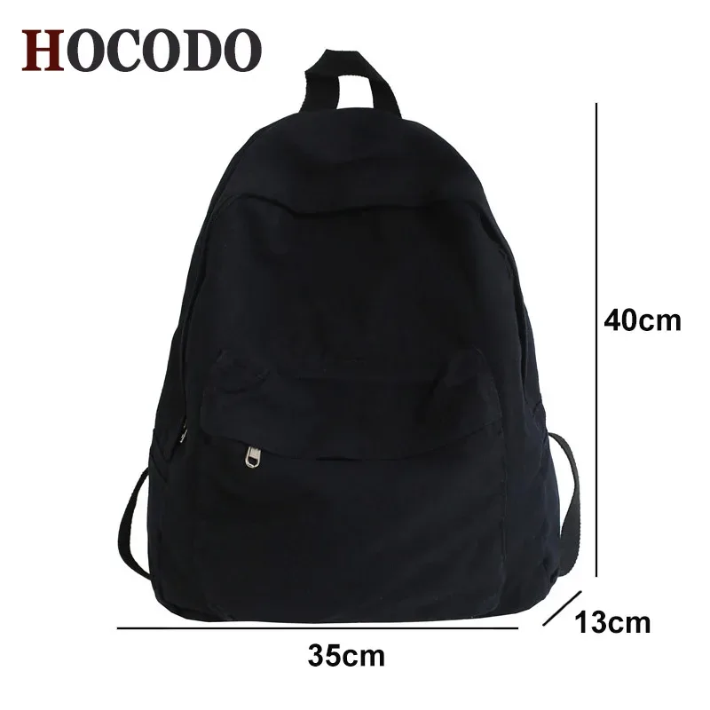 hocodo couleur unie toile femmes sac à dos mode unisexe étudiant sacs d'école pour adolescent sac à dos grande capacité voyage sac à dos