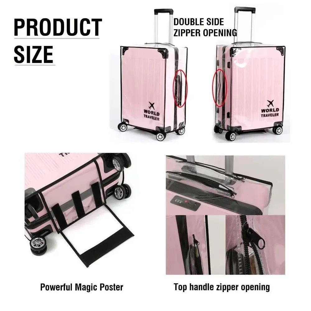 housse de protection transparente en pvc pour bagages, accessoires de voyage, housses de rangement imperméables, housses de valise durables et anti-poussière