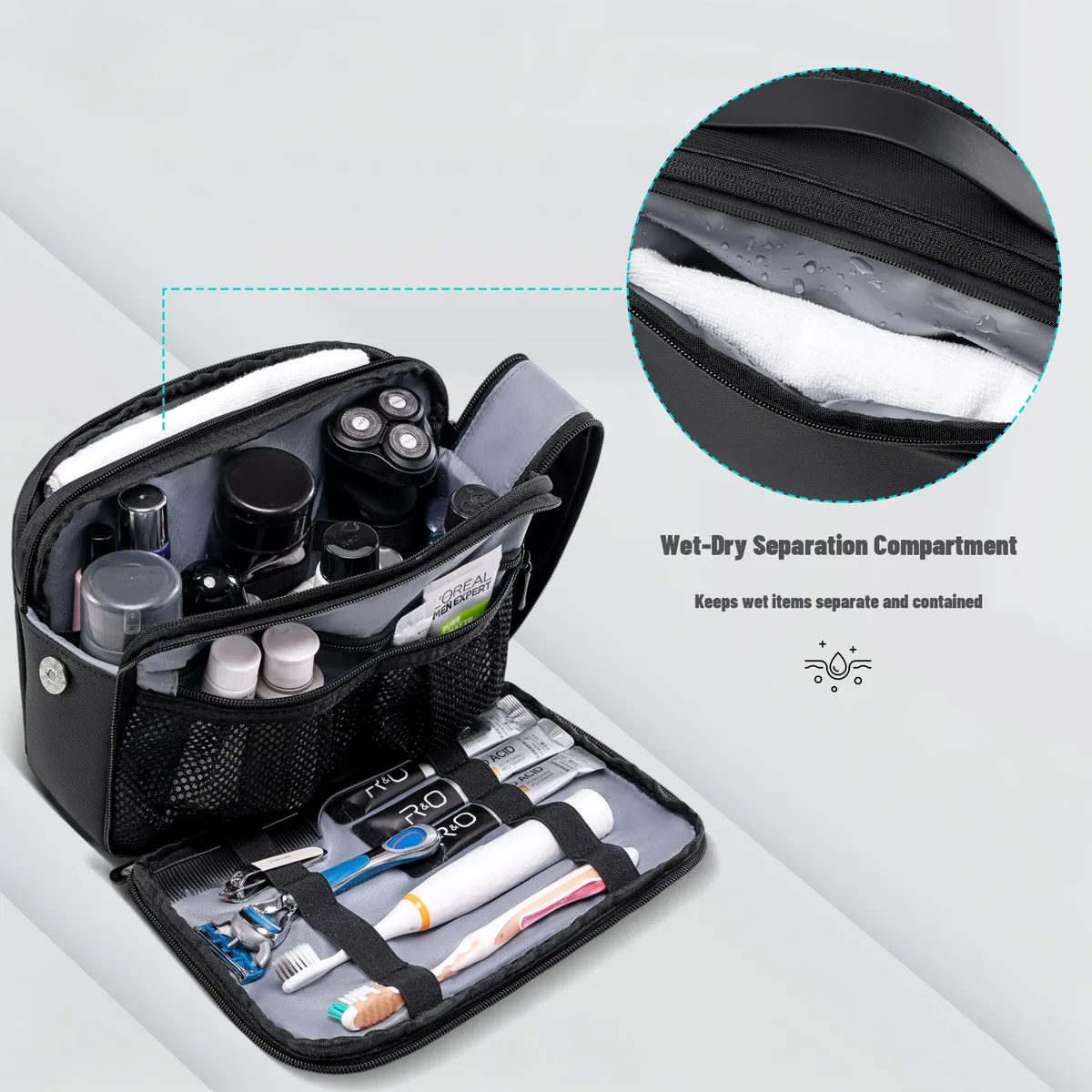 trousse de toilette portable hk étanche pour hommes et femmes – sac de voyage pour articles essentiels de sport, organisateur de maquillage et cosmétiques, sac à main de beauté