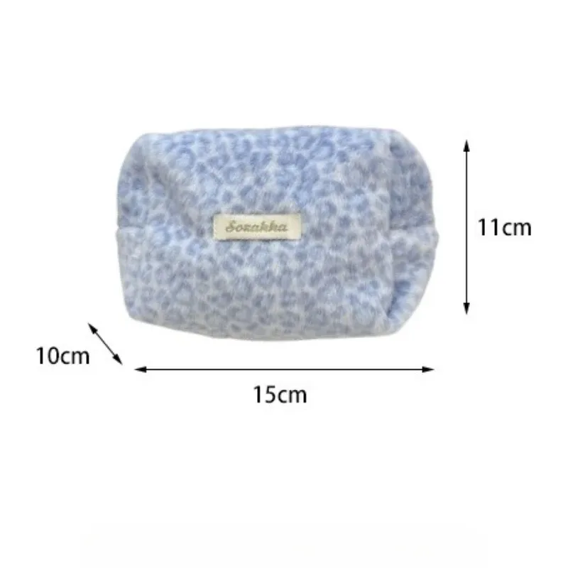 pochette de maquillage mignonne à imprimé léopard, grande capacité, sac à cosmétiques pour femmes, étui de rangement, trousse de toilette de voyage portable pour femmes