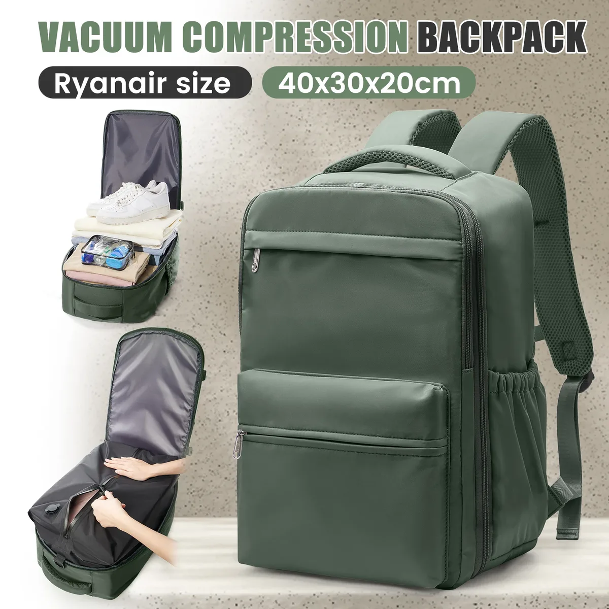 sac à dos de voyage ryanair 40x30x20, sac à dos à compression sous vide, sac de cabine wizzair, sac de voyage pour ordinateur portable 15,6 pouces, sac de rangement, cartable