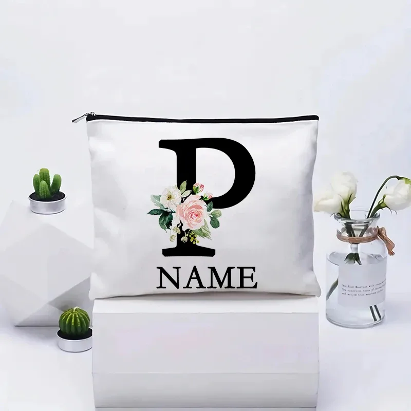 trousse de maquillage personnalisée avec nom, trousse de maquillage de voyage, trousse de maquillage de mariage, pochette cosmétique en toile pour fête, organisateur, cadeaux pour femme