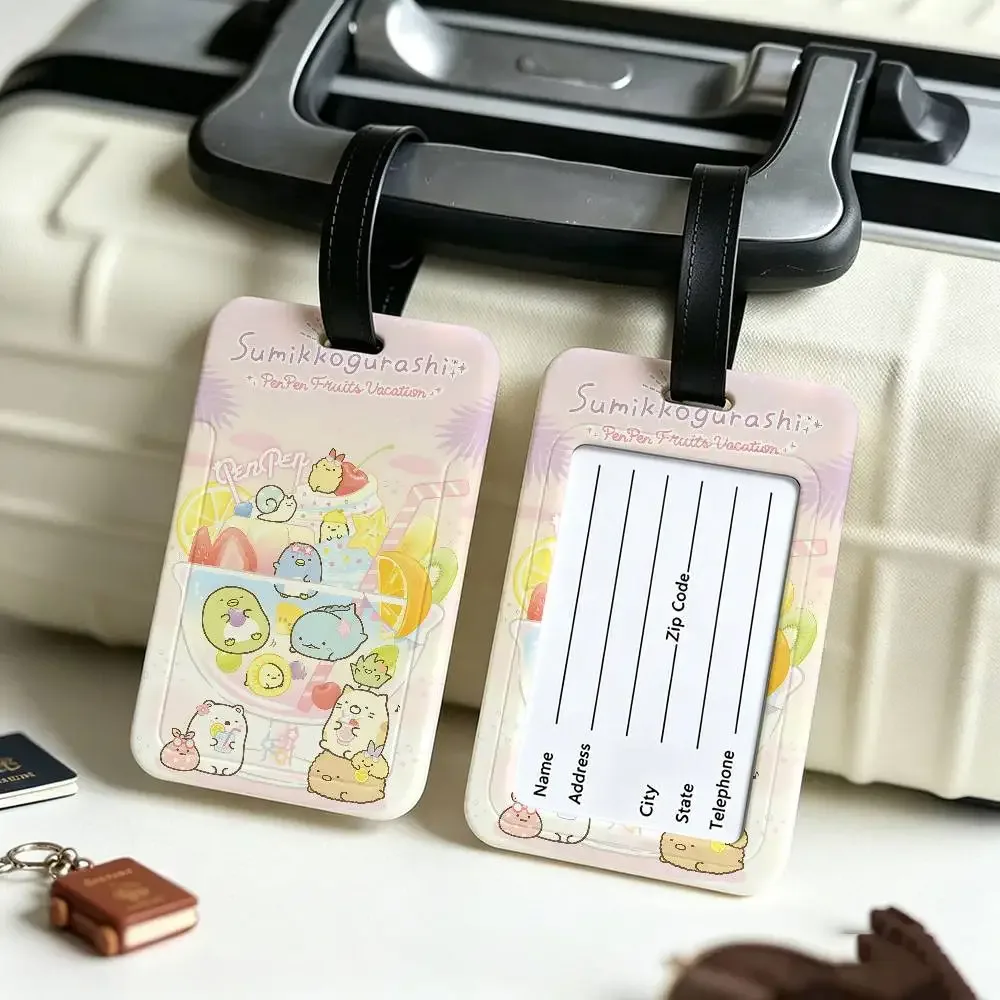 porte-étiquette d'identification anti-perte en pvc flexible sumikko gurashi, anime japonais, pour tous types de sacs de voyage