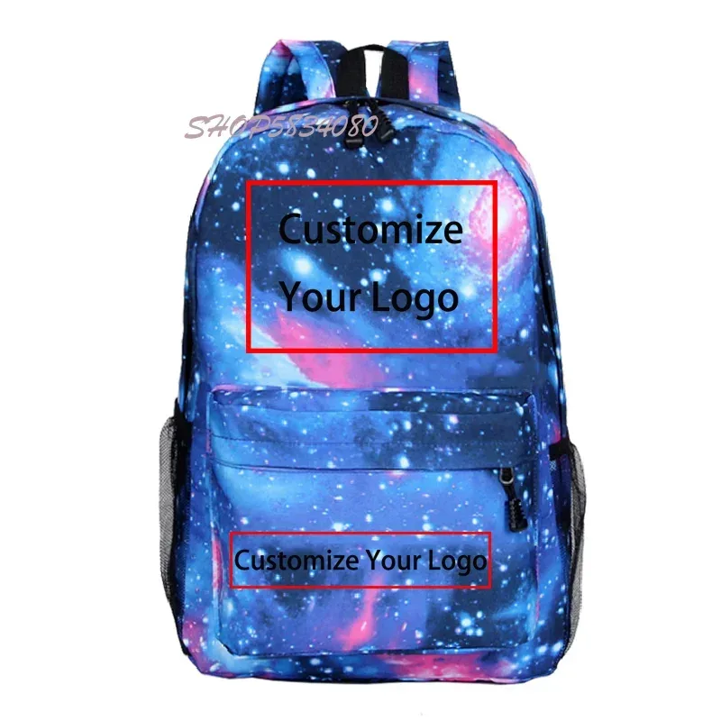 sac dos nylon unisexe motifs galactiques bleu rose gris noir scolaire voyage adolescents compartiment ordinateur poche téléphone