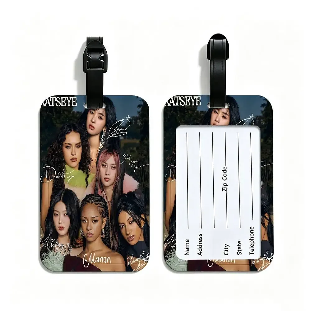 k-katseye singer étiquette de bagage légère en pvc anti-perte avec pochette amovible pour carte d'information, accessoire de voyage pour sac à dos