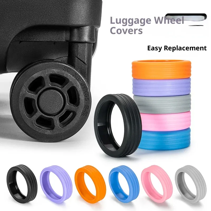 couvre roues valise silicone gel anti rayures motif rayures horizontales protection voyage orange bleu noir