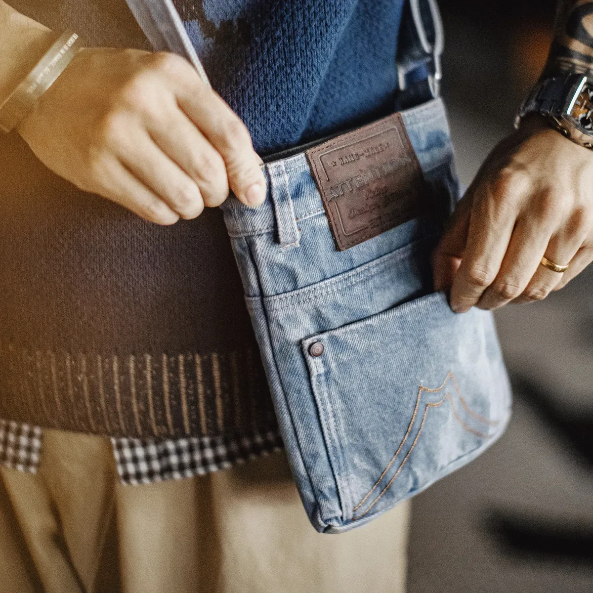 sac bandoulière en toile denim bleu délavé maden, sac messager unisexe, sac à bandoulière vintage pour les trajets quotidiens, sac à main et porte-monnaie
