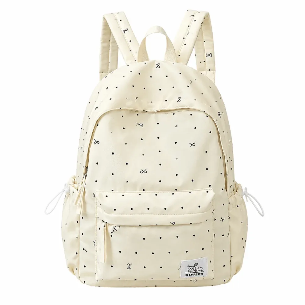 sac à dos léger à pois avec nœud papillon, respirant, pour étudiants, sac à dos décontracté polyvalent de grande capacité pour filles